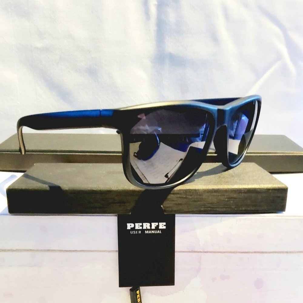 Unisex Perfe Sunglasses Polarized 100% UV Protection Square Black/Black Len 65mm